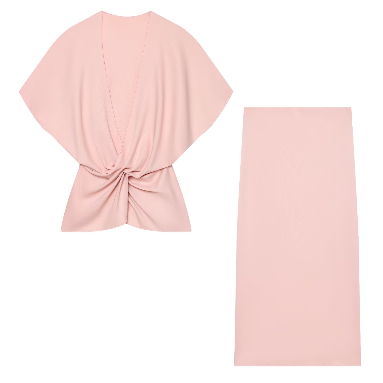 Women Formal Wear Set - 2026 Elegancki damski różowy dwuczęściowy zestaw: