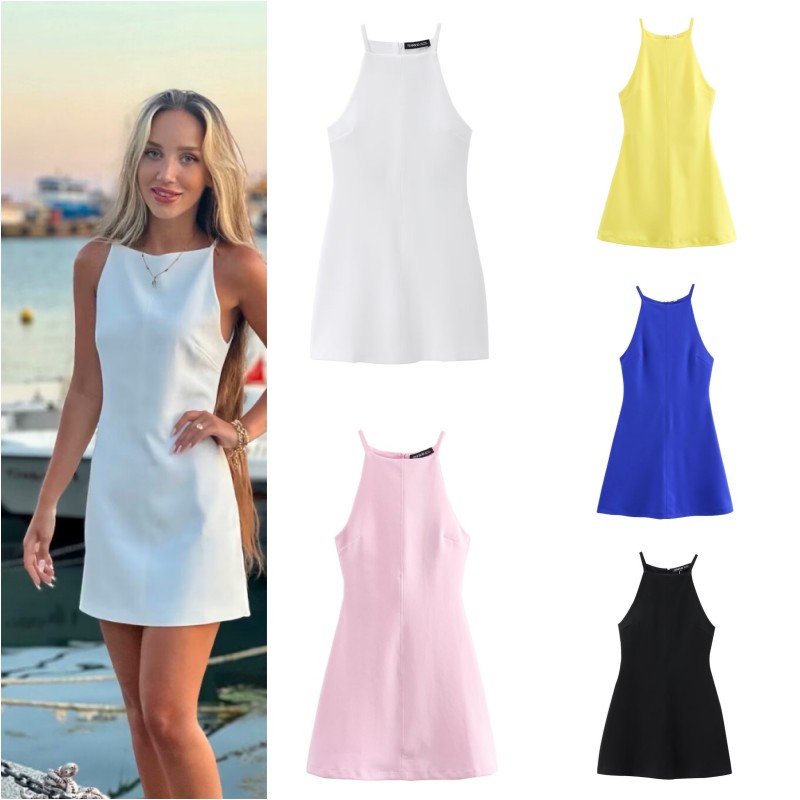 Women Formal Wear Zara - Sukienka z wiązaniem na szyi ETJ