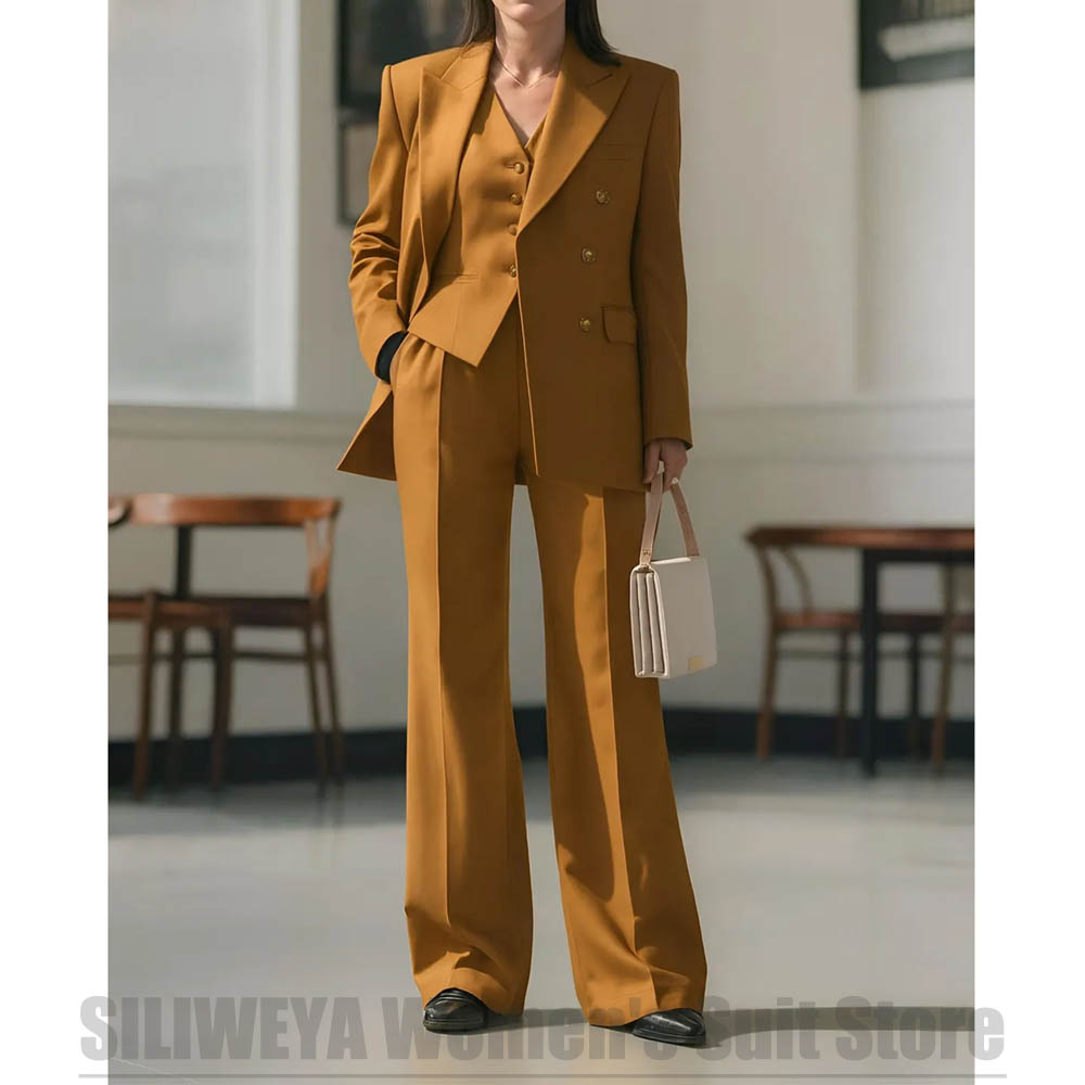 Women Formal Wear Tailor - Damski garnitur 3-częściowy dwurzędowy elegancki do