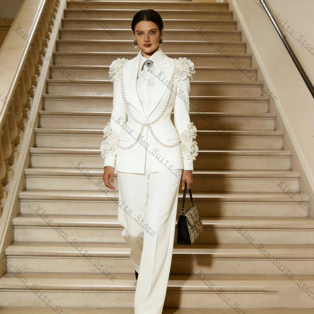 Women'S Formal Wear Tuxedo - Luksusowy biały damski garnitur 2-częściowy: marynarka