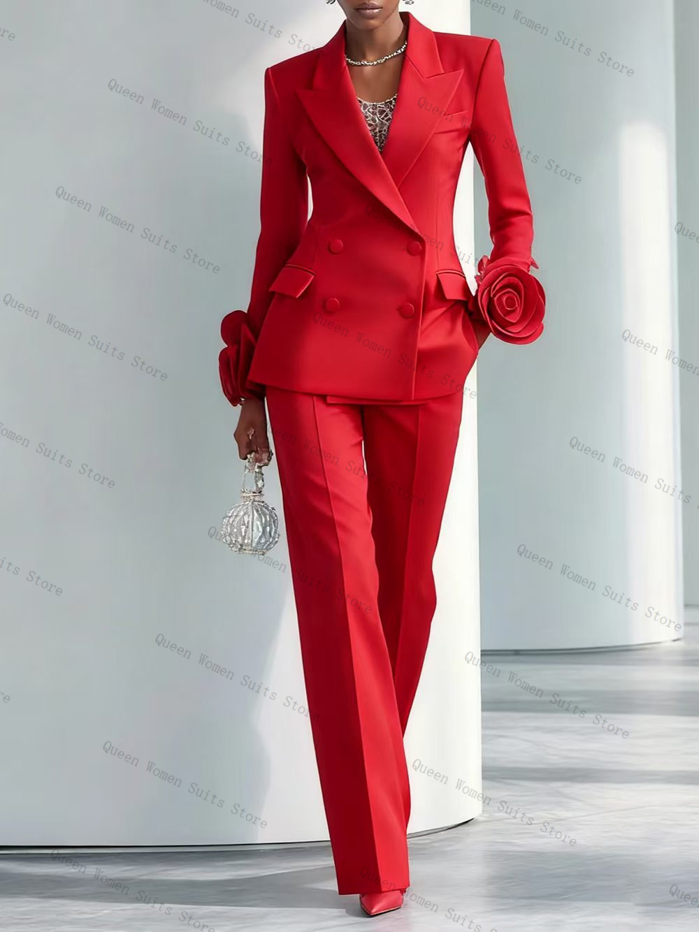 Women'S Formal Wear Tuxedo - Luksusowy czerwony damski garnitur 2-częściowy: marynarka