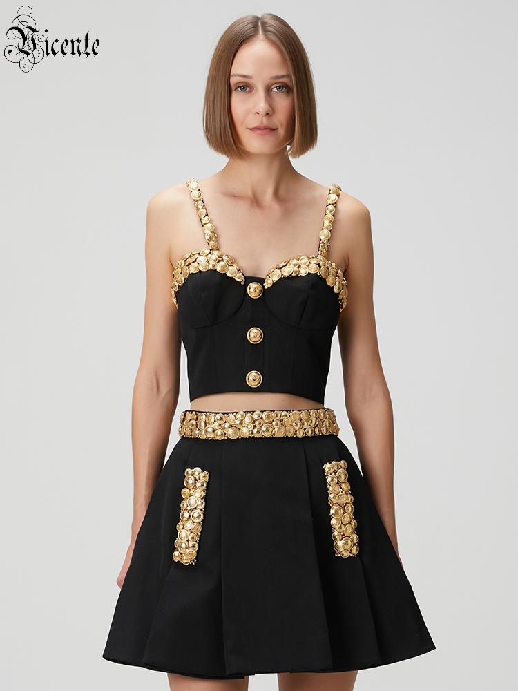 Women Formal Wear Set - Czarny dwuczęściowy zestaw VC: sukienka z