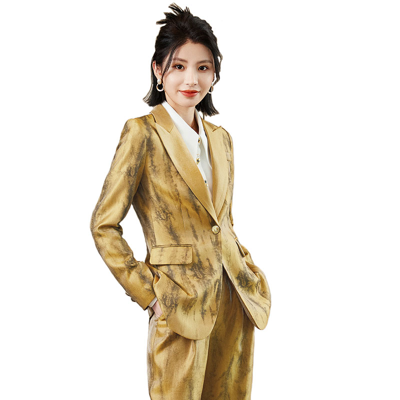 Kobiety Złoty Czarny Formalny  – Women Formal Wear With Black Blazer recenzja i cena