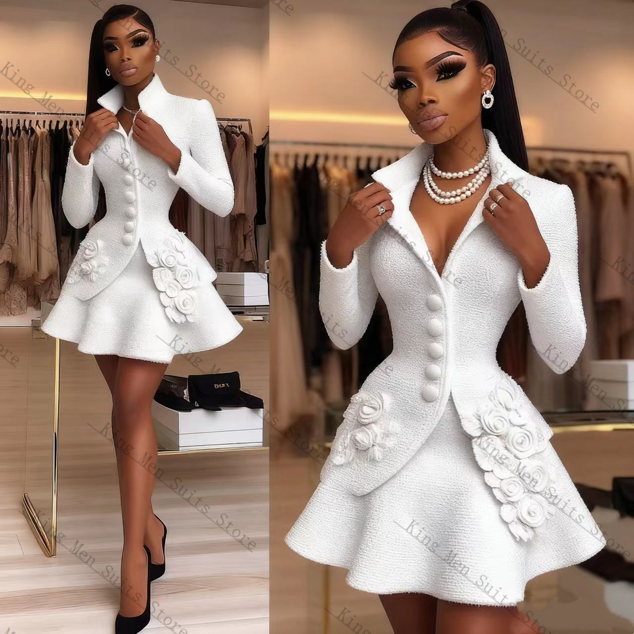Luksusowy biały damski garnitu – Women'S Formal Wear Tuxedo recenzja i cena