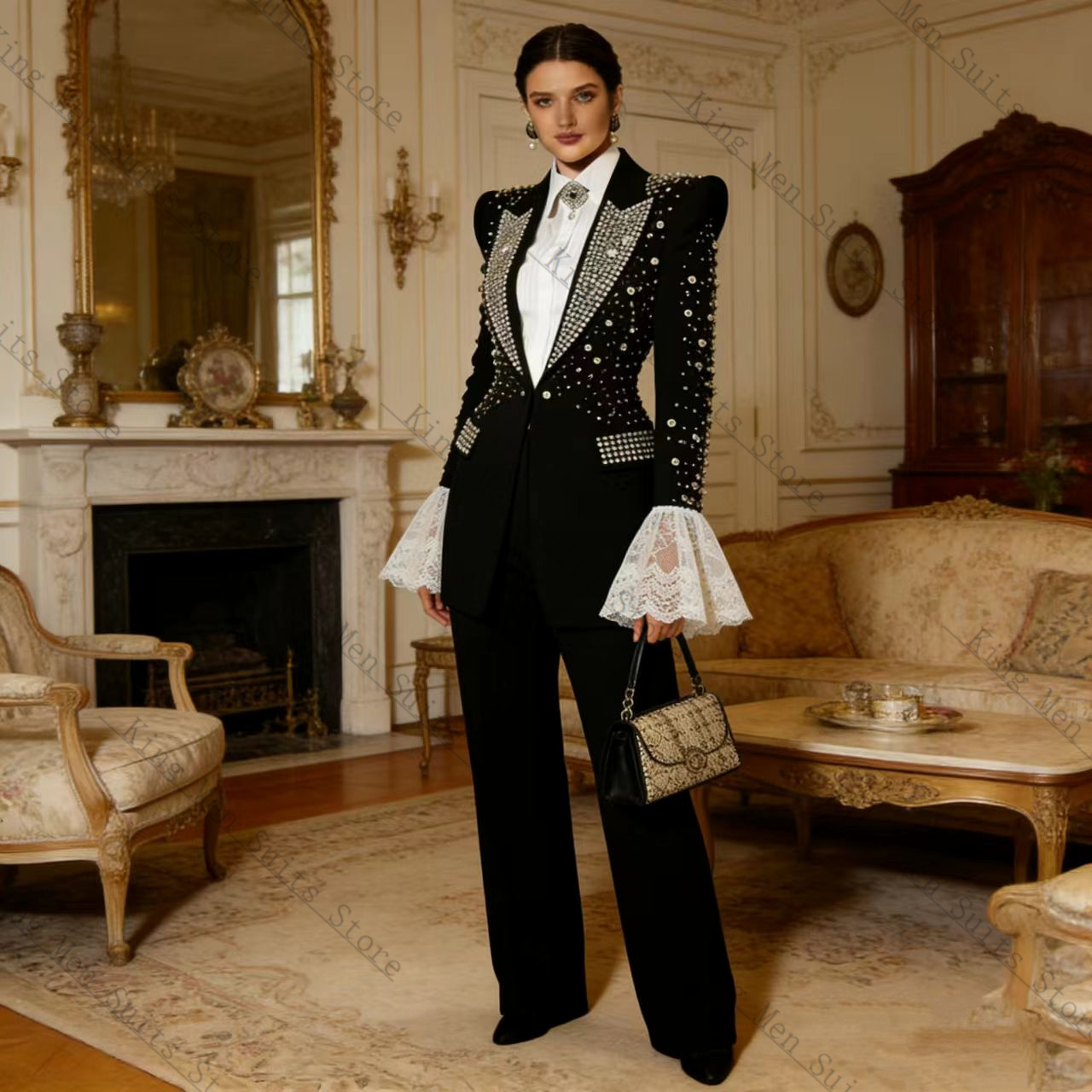 Komplet damski z czarnymi krys – Women Formal Wear With Black Blazer recenzja i cena