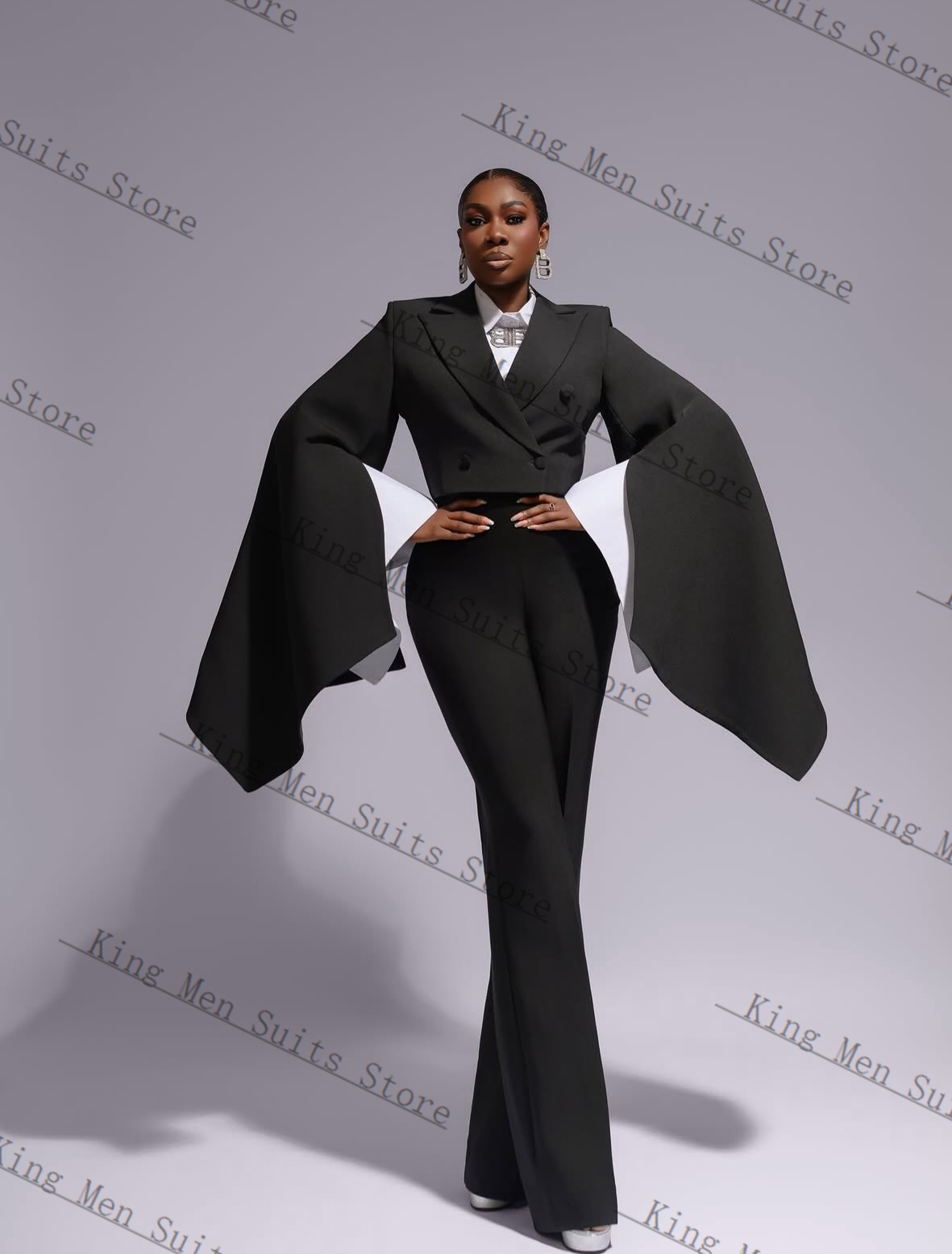 Czarny damski garnitur składaj – Women Formal Wear With Black Blazer recenzja i cena